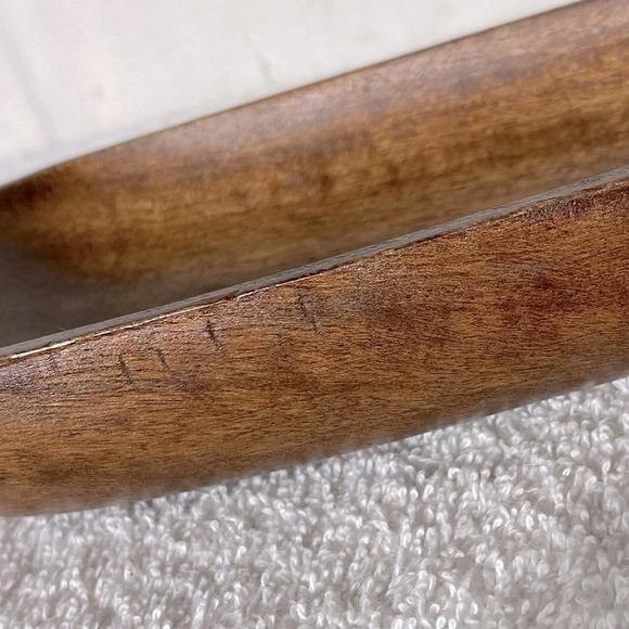 Vintage Carved Wood  Bowl With Handle - Picture 7 of 15